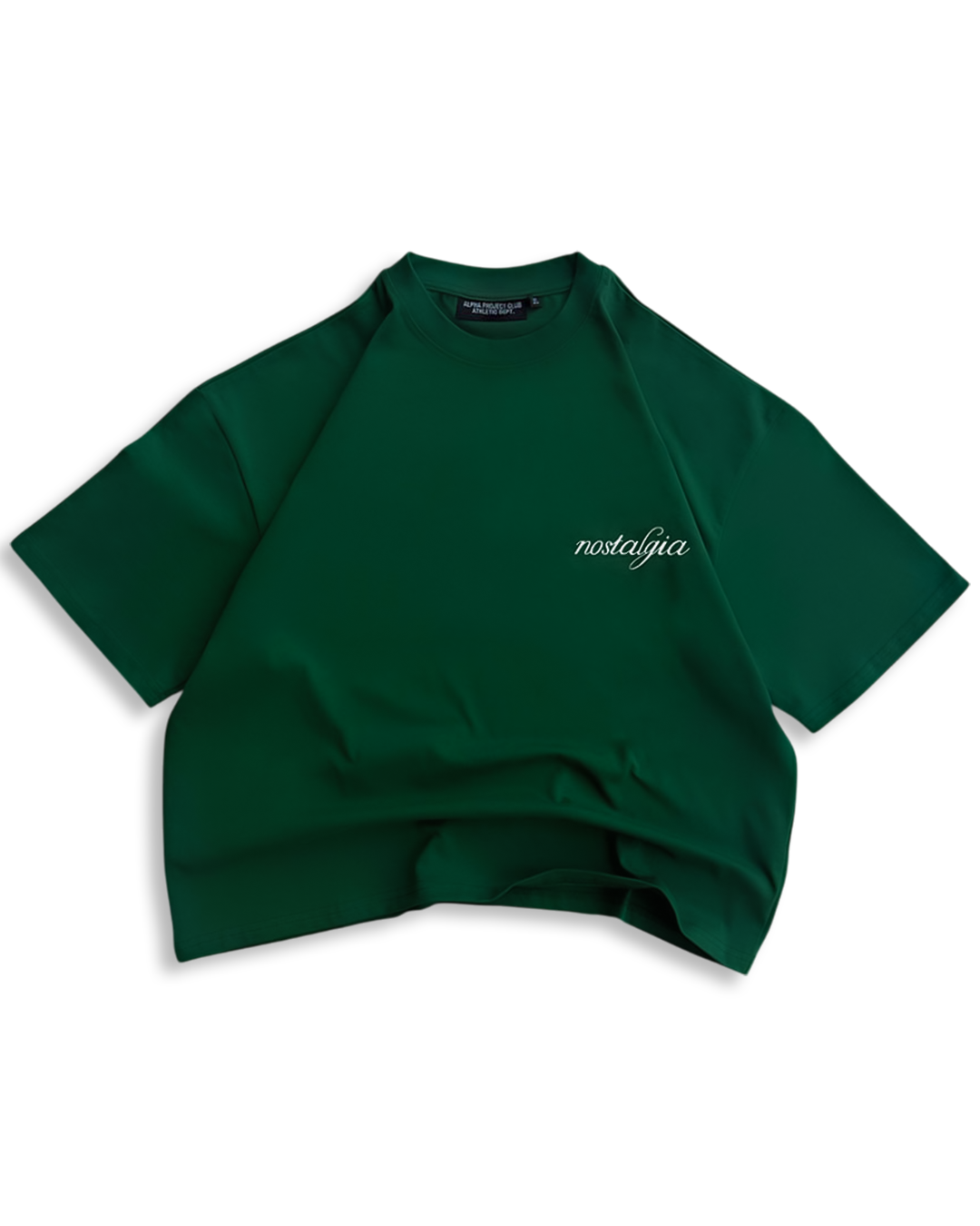 Alpha Project x Nostalgia - Cropped Boxy T-Shirt - British Racing Green and White