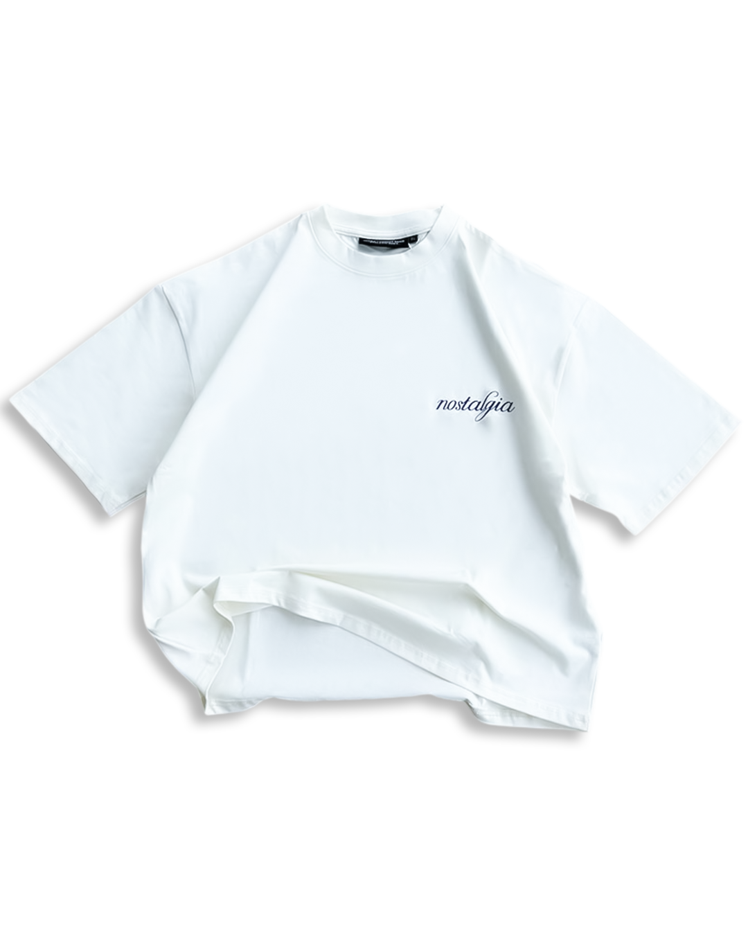 Alpha Project x Nostalgia - Cropped Boxy T-Shirt - Off White and Navy