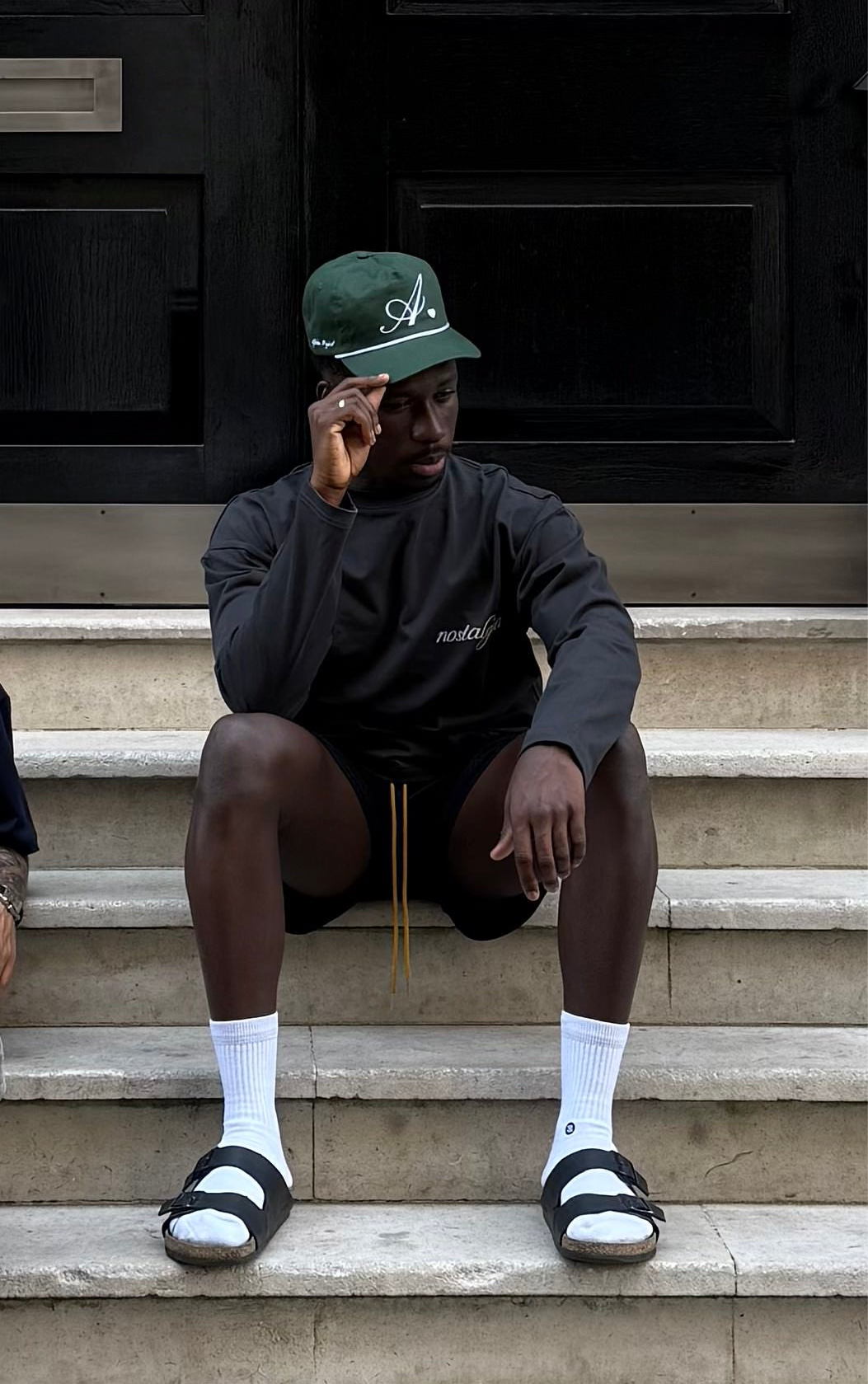 Alpha Project x Nostalgia - Boxy Long Sleeve - Charcoal Black and White