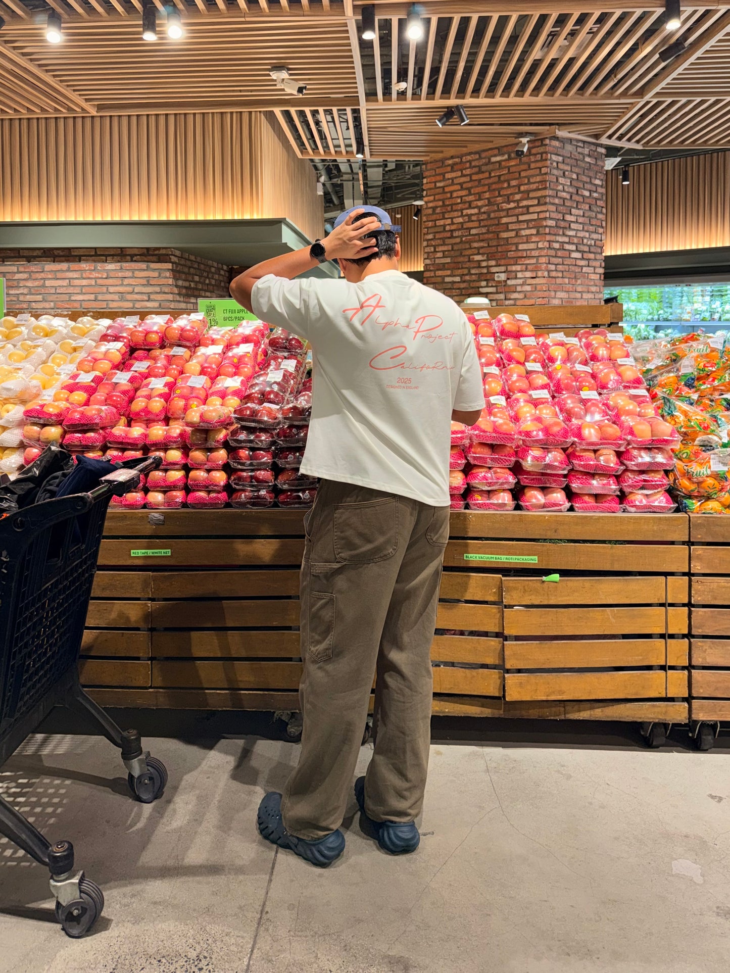 Alpha Project x Nostalgia - Cropped Boxy T-Shirt - White and Baby Pink