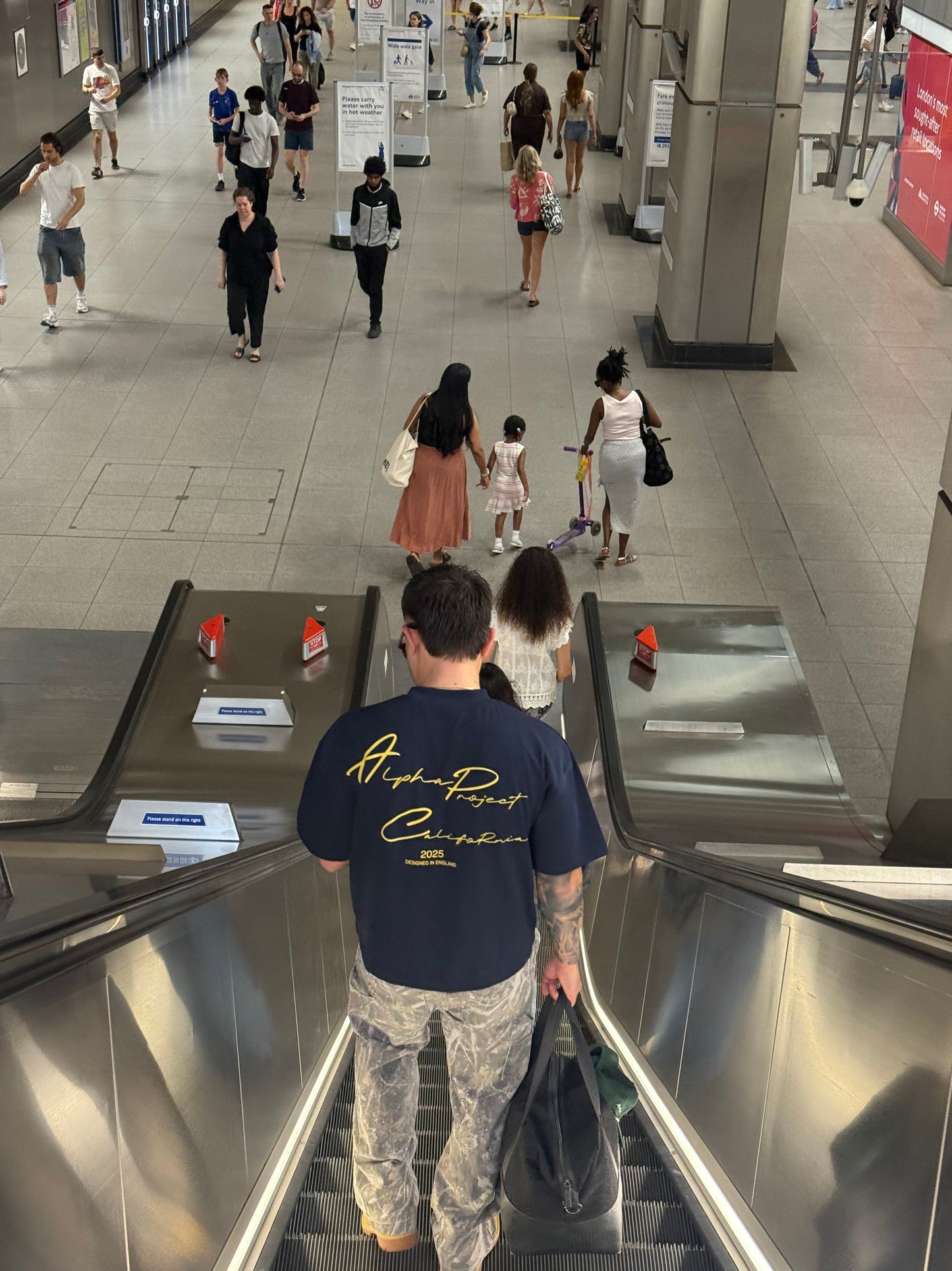 Alpha Project x Nostalgia - Cropped Boxy T-Shirt - Royal Navy and Gold