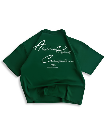 Alpha Project x Nostalgia - Cropped Boxy T-Shirt - British Racing Green and White