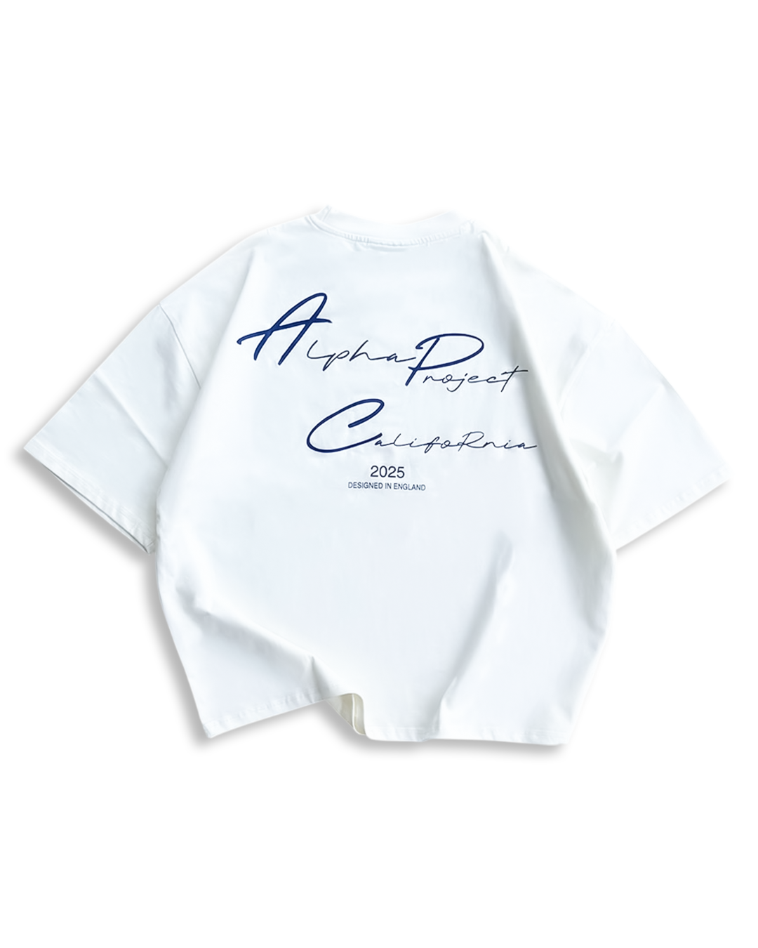 Alpha Project x Nostalgia - Cropped Boxy T-Shirt - Off White and Navy