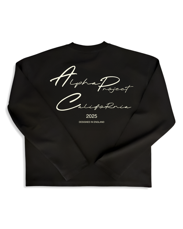 Alpha Project x Nostalgia - Boxy Long Sleeve - Charcoal Black and White