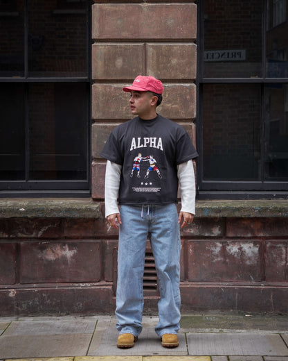 Alpha Project - Hatton vs Pacquiao – Retro Fight Tee – Stone Black
