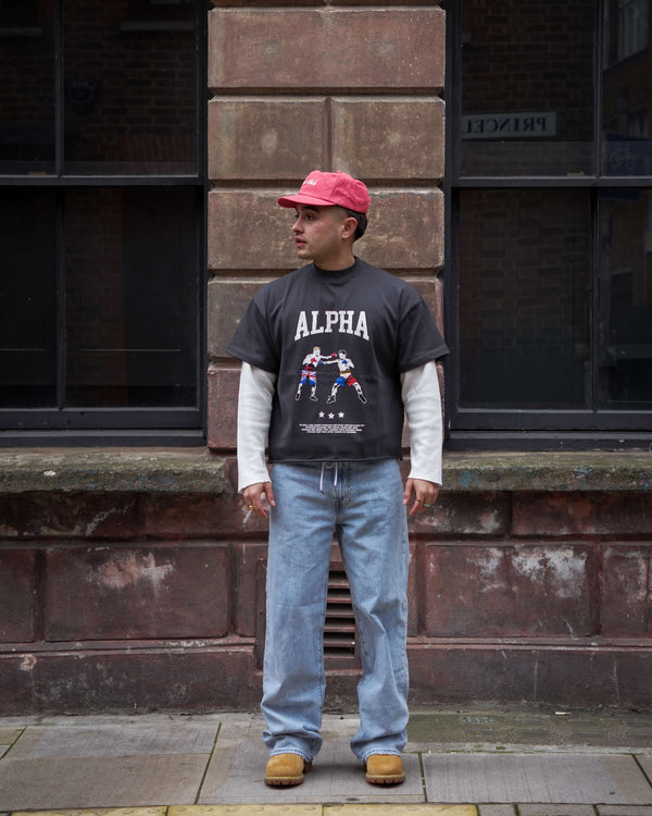 Alpha Project - Hatton vs Pacquiao – Retro Fight Tee – Stone Black