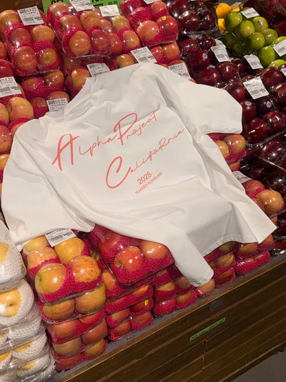 Alpha Project x Nostalgia - Cropped Boxy T-Shirt - White and Baby Pink