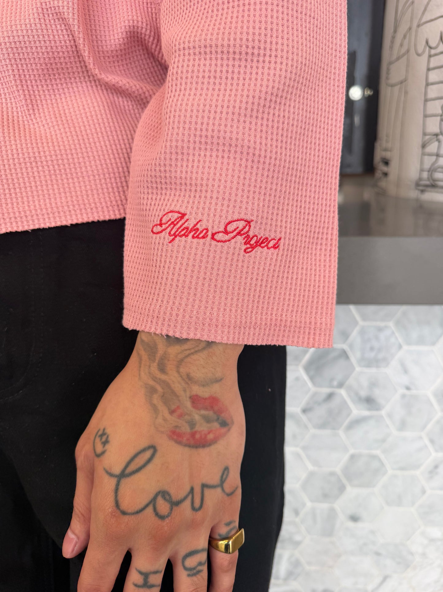 Alpha Project - Waffle Long Sleeve - Baby Pink