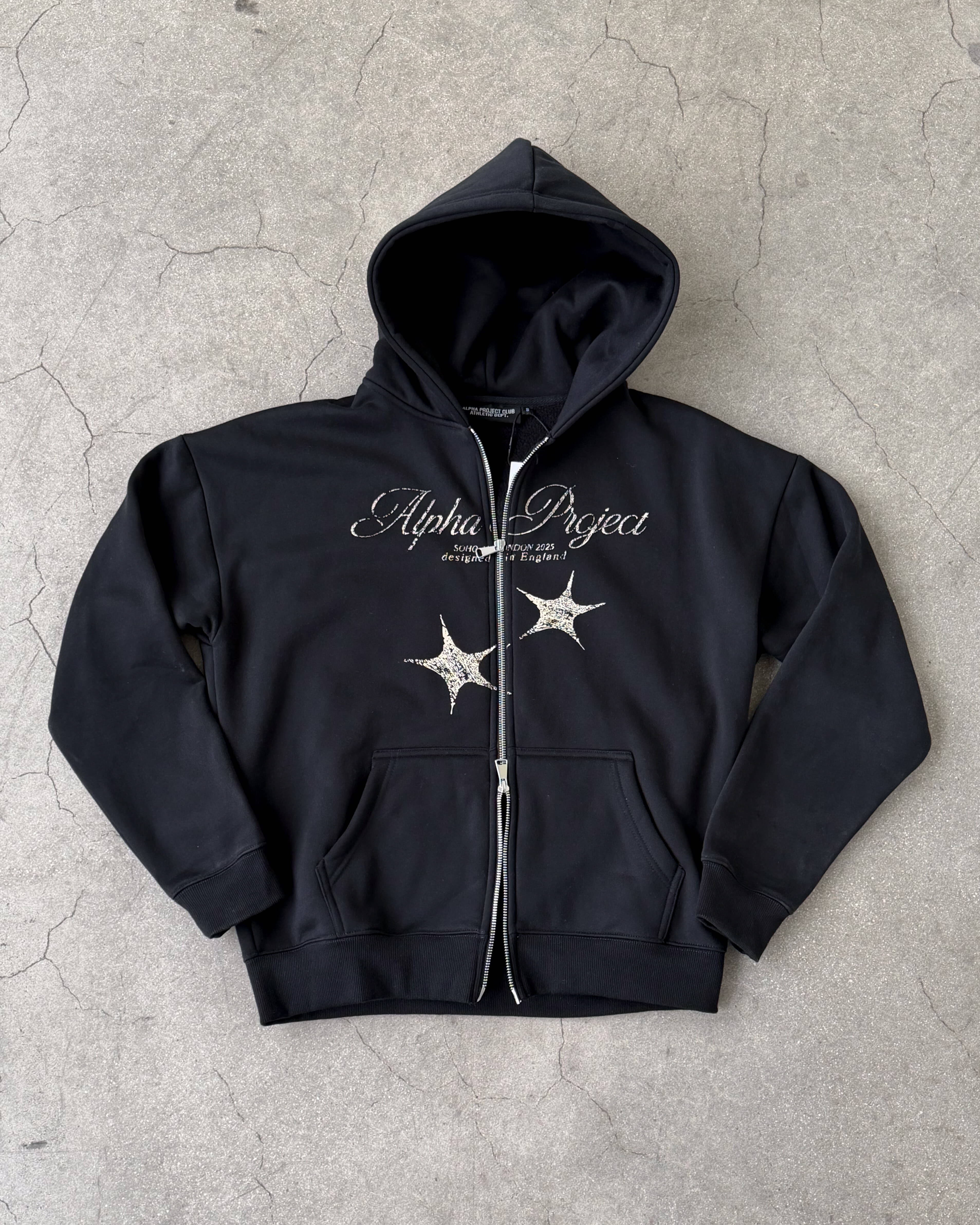 Alpha Project - Dual Star - Zip Hoodie - Black – AlphaProjectClub