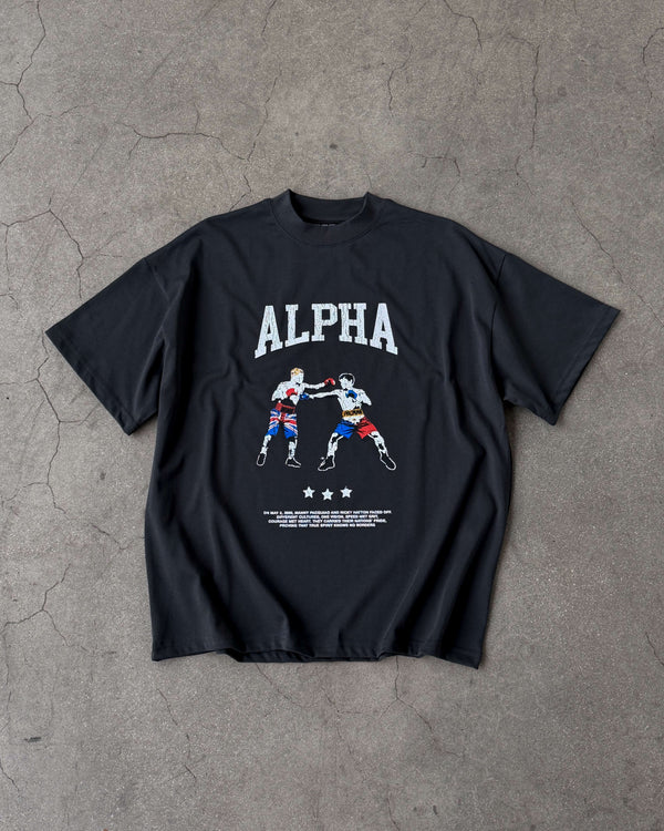 Alpha Project - Hatton vs Pacquiao – Retro Fight Tee – Stone Black